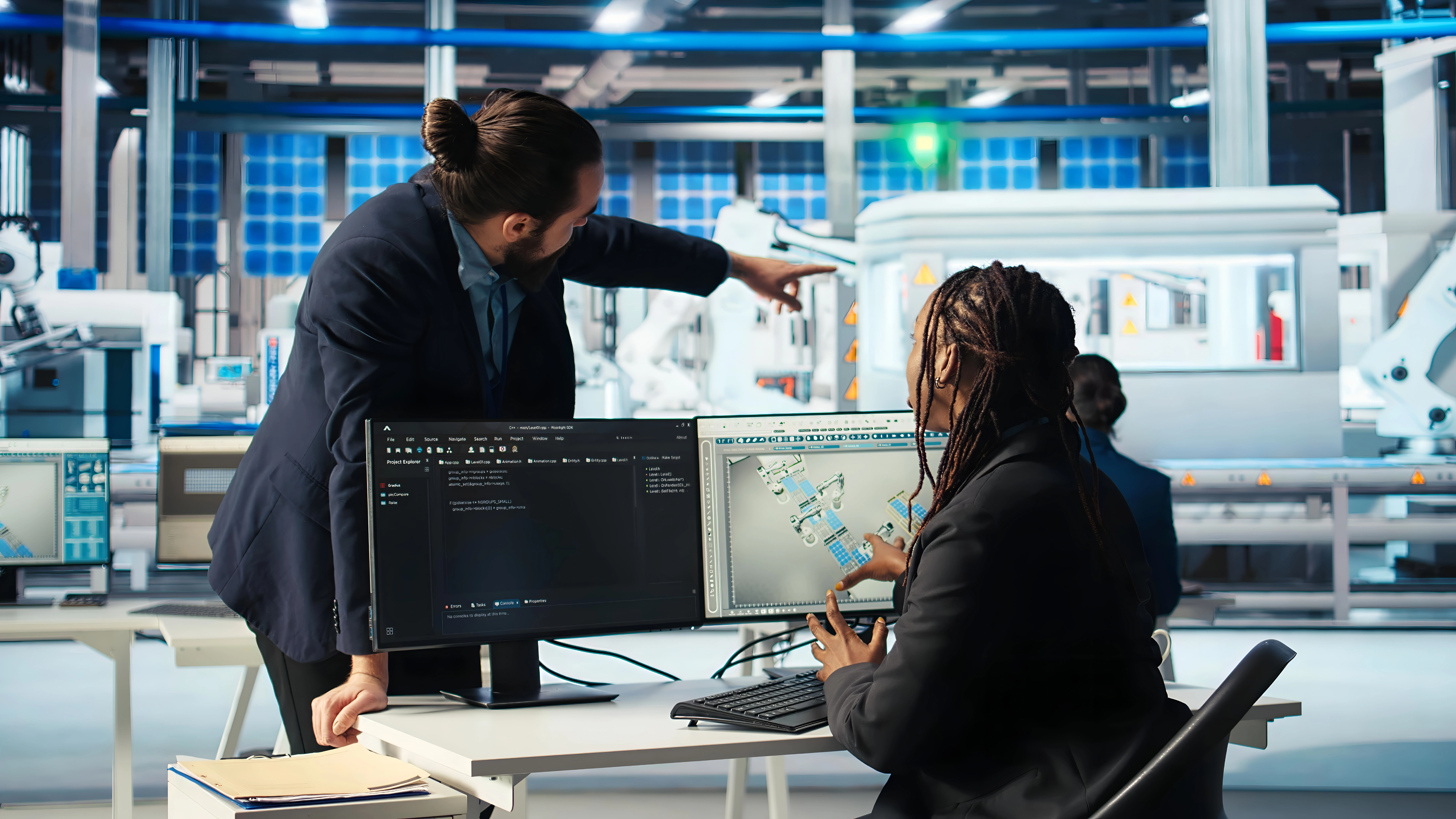 Students learning coding and technology